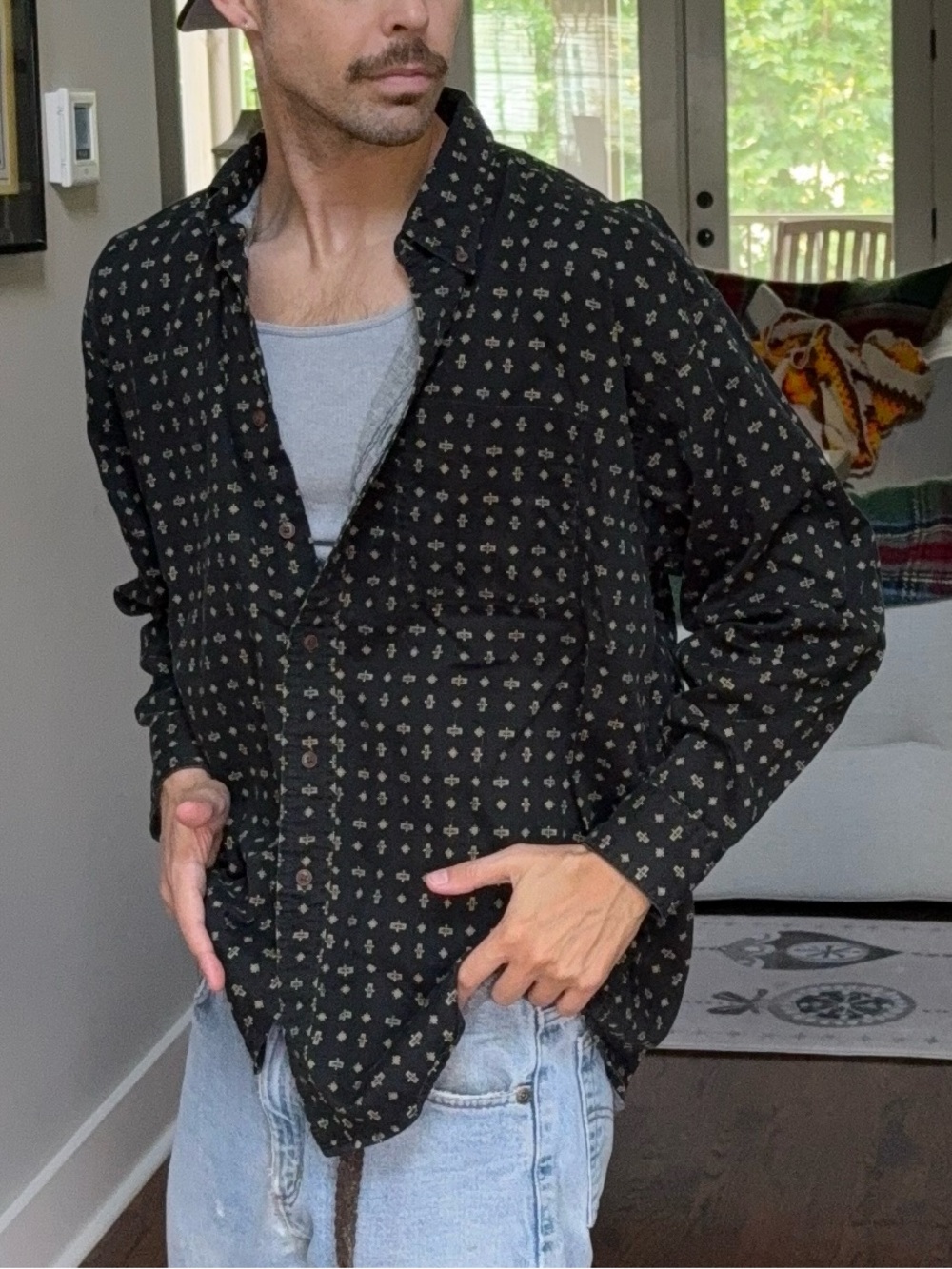 🖤 Vintage Chaps Ralph Lauren Geometric Button Up Shirt
